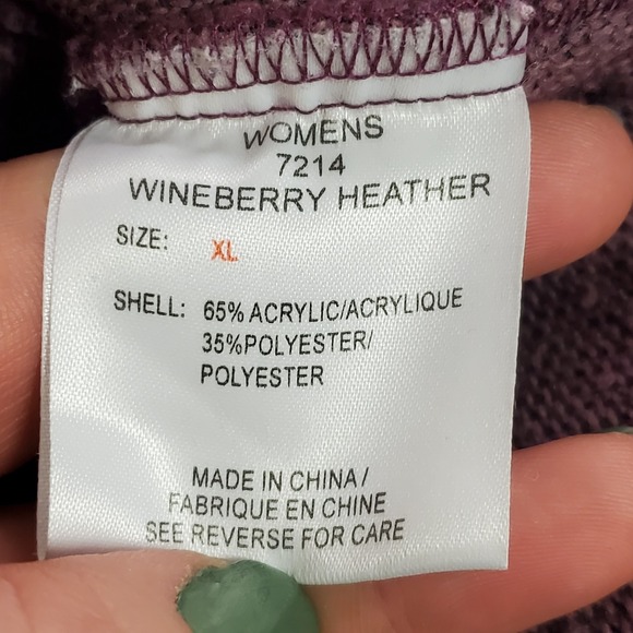 Vtg Woolrich Womens Full Zip Sherpa Vest Size XL Purple Granola Hiking Trails - Picture 5 of 12